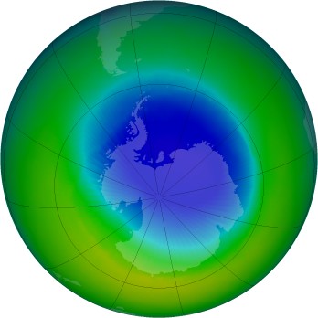 Antarctic ozone map for 1993-11